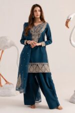 Izel - 3pcs Lawn Embroidered With Chiffon Emb Dupatta - 3336