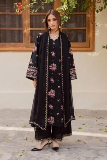 Batik - 3pcs Lawn Embroidered With Chiffon Emb Dupatta - 819