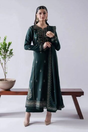 Asim Jofa - 3pcs Lawn  Embroidered With Chiffon Emb Dupatta - 3374