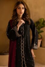 Batik - 3pcs Lawn Embroidered With Chiffon Emb Dupatta - 3349 - Image 3