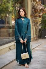 Zellbury 3pcs Chicken Kari Lawn Emb With Chiffon Printed Dupatta - 0567 - Image 2