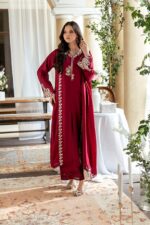 Azure 3pcs Lawn Emb With Ready To Wear Chiffon Emb Dupatta - 7339 - Image 4