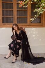 Batik - 3pcs Lawn Embroidered With Chiffon Emb Dupatta - 819 - Image 5