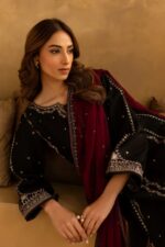 Batik - 3pcs Lawn Embroidered With Chiffon Emb Dupatta - 3349 - Image 6