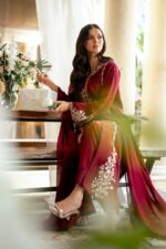 Azure 3pcs Lawn Emb With Ready To Wear Chiffon Emb Dupatta - 7339 - Image 5
