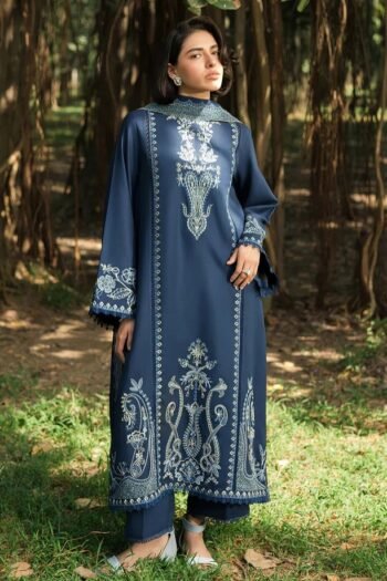 Asim Jofa - 3pcs Lawn Embroidered With Chiffon Emb Dupatta - 3319