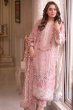 Aneela's - 3pcs Luxury Emb With Ready To Wear Khaadi Net Dupatta - 394 - Image 3