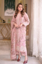 Aneela's - 3pcs Luxury Emb With Ready To Wear Khaadi Net Dupatta - 394 - Image 2