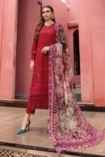Nureh- 3pcs Chicken Kari Lawn Emb With Printed Diamond Dupatta - 0504