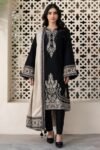 Jazmin - 3pcs Lawn Emb With Ready To Wear Chiffon Emb Dupatta - Black