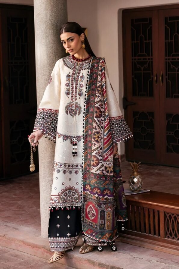 Jazmin - 3pcs Chicken Kari Lawn Emb With Chiffon Printed Dupatta - 810