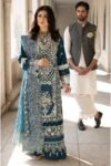 Mahnur - 3pcs Luxury Lawn Emb With Ready To Wear Khaadi Net Dupatta - 7336