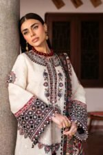 Jazmin - 3pcs Chicken Kari Lawn Emb With Chiffon Printed Dupatta - 810 - Image 5