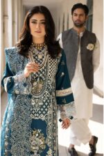 Mahnur - 3pcs Luxury Lawn Emb With Ready To Wear Khaadi Net Dupatta - 7336 - Image 2
