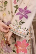 Aneela's - 3pcs Chicken Lawn Embroidered With Diamond Printed Dupatta - 811 - Image 5