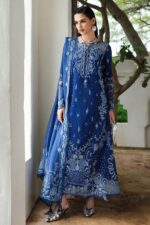 Qalamkar - 3pcs Lawn Embroidered With Diamond Printed Dupatta - 397 - Image 2