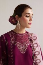 Hussain Rehar - 3pcs Chicken Kari Lawn Emb With Chiffon Emb Dupatta - 51225 - Image 2