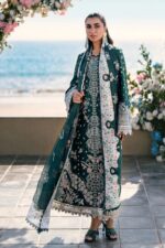 Qalamkar - 3pcs Chicken Kari Lawn Emb With Chiffon Emb Dupatta - 51219 - Image 2