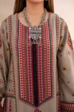 Mishaal - 3pcs Lawn Embroidered With Chiffon Emb Dupatta - 2505 - Image 6