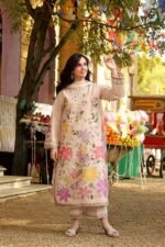 Aneela's - 3pcs Chicken Lawn Embroidered With Diamond Printed Dupatta - 811 - Image 2