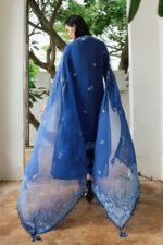 Qalamkar - 3pcs Lawn Embroidered With Diamond Printed Dupatta - 397 - Image 7