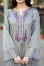 Libas - 3pcs Chicken Kari Lawn Emb With Chiffon Emb Dupatta - 51205 - Image 3