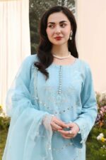 Ally's - 3pcs Chicken Kari Lawn Emb With Ready To Wear Dupatta - 824 - Image 5