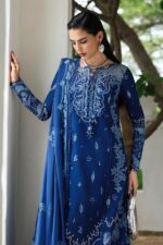Qalamkar - 3pcs Lawn Embroidered With Diamond Printed Dupatta - 397 - Image 5