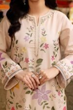 Aneela's - 3pcs Chicken Lawn Embroidered With Diamond Printed Dupatta - 811 - Image 6
