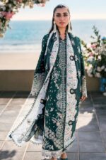 Qalamkar - 3pcs Chicken Kari Lawn Emb With Chiffon Emb Dupatta - 51219 - Image 4