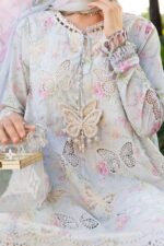 Maria B - 3pcs Chicken Kari Lawn Emb With Ready To Wear Chiffon Dupatta - 815 - Image 4