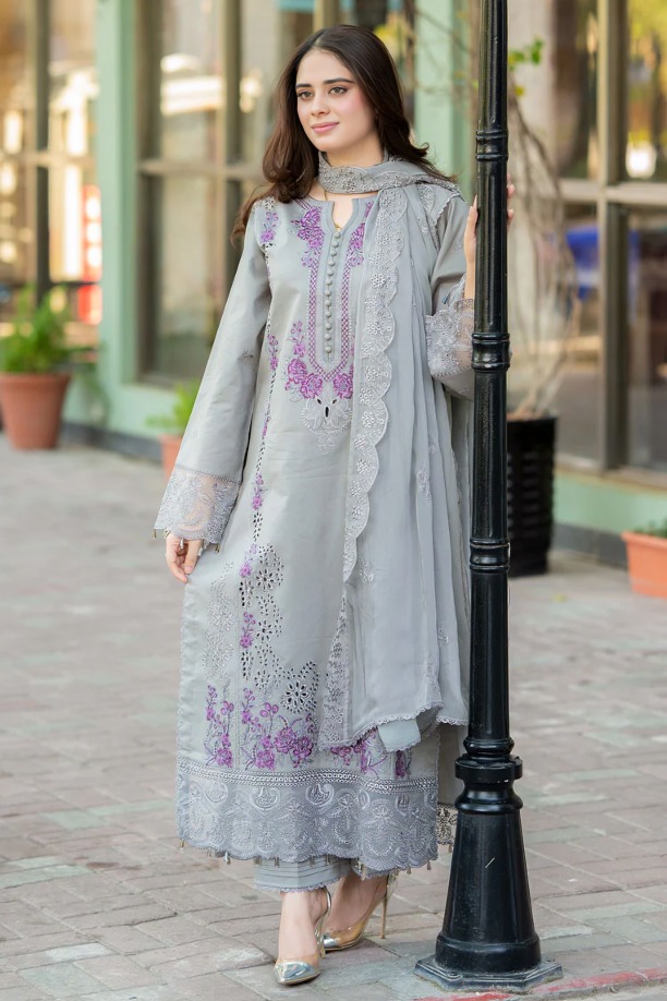 89997080834 Libas - 3pcs Chicken Kari Lawn Emb With Chiffon Emb Dupatta - 51205 - Image 1