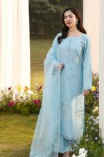 Ally's - 3pcs Chicken Kari Lawn Emb With Ready To Wear Dupatta - 824 - Image 2