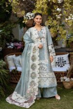 Elaf - 3pcs Chicken Kari Lawn Emb With Ready To Wear Chiffon Dupatta - 51233