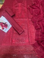 Agha Noor - 3pcs Premium Lawn Emb With Ready To Wear Dupatta - Red - Image 5