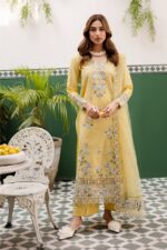Batik - 3pcs Lawn Emb With Ready To Wear Khaadi Net Emb Dupatta - 809 - Image 2