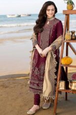 Jazmin - 3pcs Lawn  Embroidered With Diamond Printed Dupatta - 4167 - Image 5