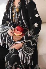Qalamkar - 3pcs Lawn Emb With Ready To Wear Chiffon Emb Dupatta - 402 - Image 5