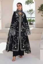 Qalamkar - 3pcs Lawn Emb With Ready To Wear Chiffon Emb Dupatta - 402 - Image 2