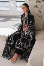 Qalamkar - 3pcs Lawn Emb With Ready To Wear Chiffon Emb Dupatta - 402 - Image 4