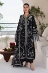 Qalamkar - 3pcs Lawn Emb With Ready To Wear Chiffon Emb Dupatta - 402