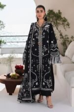Qalamkar - 3pcs Lawn Emb With Ready To Wear Chiffon Emb Dupatta - 402