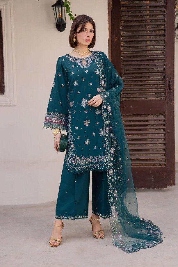 15425279103 Batik - 3pcs Lawn Emb With Ready To Wear Chiffon Emb Dupatta - 3321 - Image 1