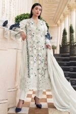 Maria B - 3pcs Chicken Kari Lawn Emb With Chiffon Emb Dupatta - 985 - Image 2