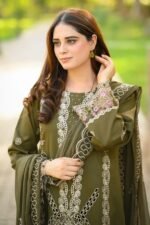 Libas - 3pcs Dhanak Embroidered With Dhanak Emb Shawl - 3542 - Image 3