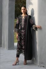 Edenrobe - 3pcs Dhanak Embroidered With Ready To Wear Dhanak Shawl - 839