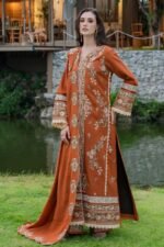 Batik - 3pcs Luxury Dhanak Embroidered With Emb Dhanak Shawl - 863 - Image 2
