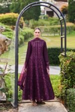 Farasha - 3pcs Dhanak Embroidered With Dhanak Emb Shawl - 3511