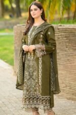 Libas - 3pcs Dhanak Embroidered With Dhanak Emb Shawl - 3542 - Image 4
