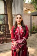 Aneela's - 3pcs Dhanak Embroidered With Dhanak Emb Shawl - 855 - Image 8